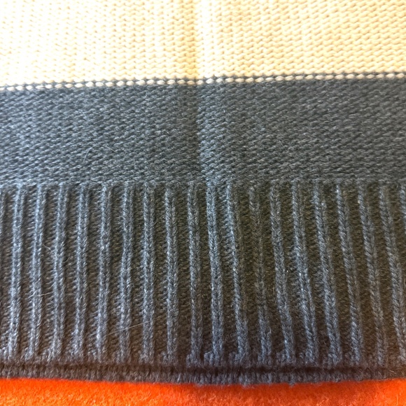 H&M Premium Label gray and cream stripe wool and cashmere turtleneck sweater NWT - Picture 4 of 14